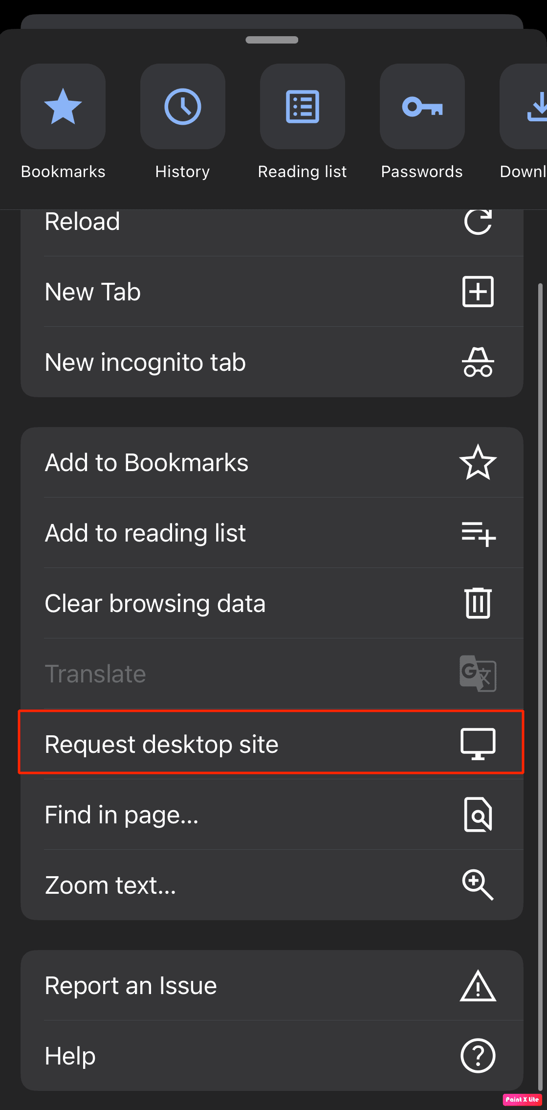select request desktop site