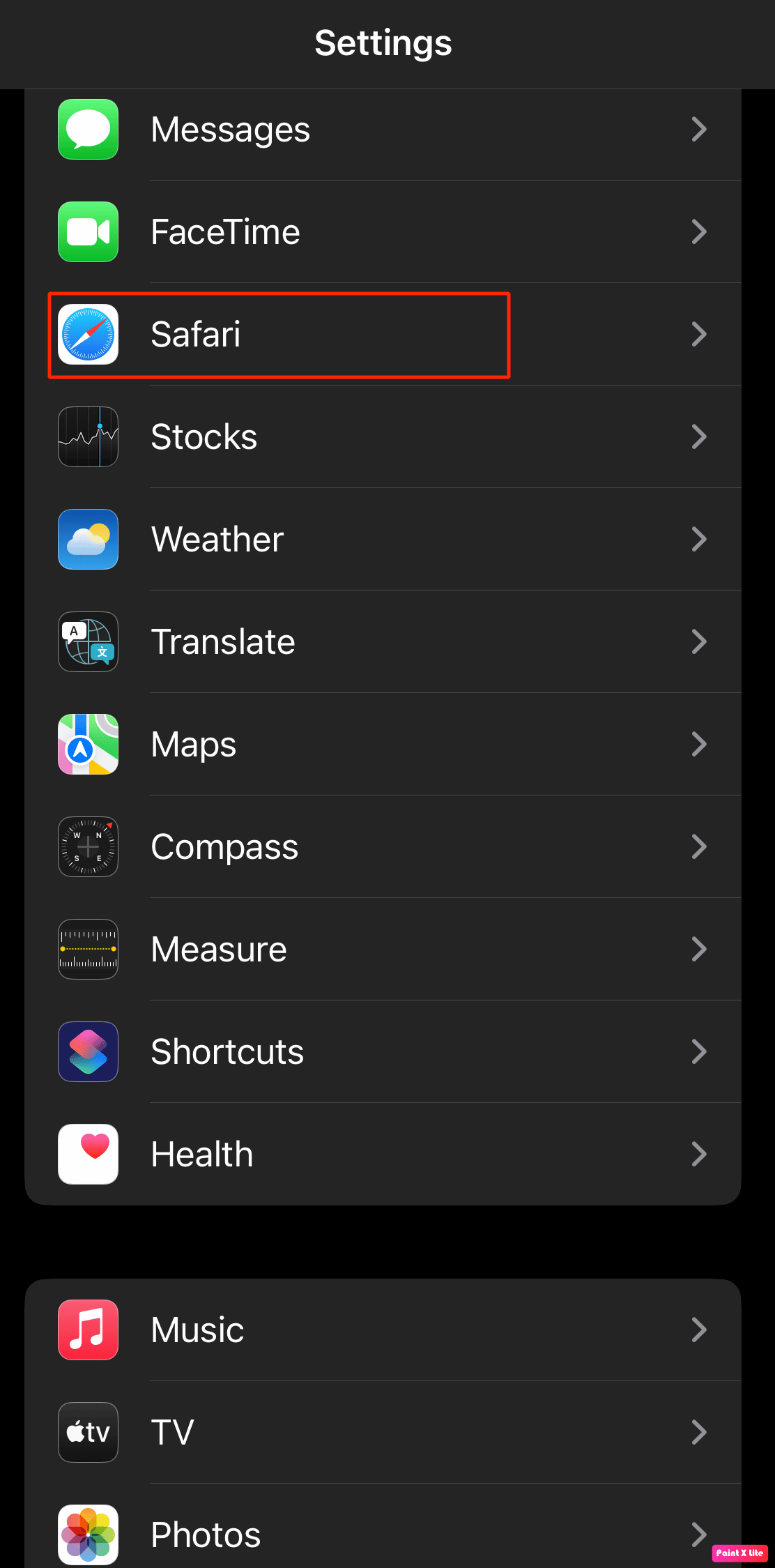 choose safari option