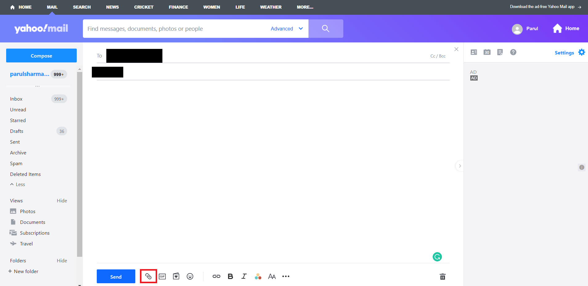 click on attach files icon