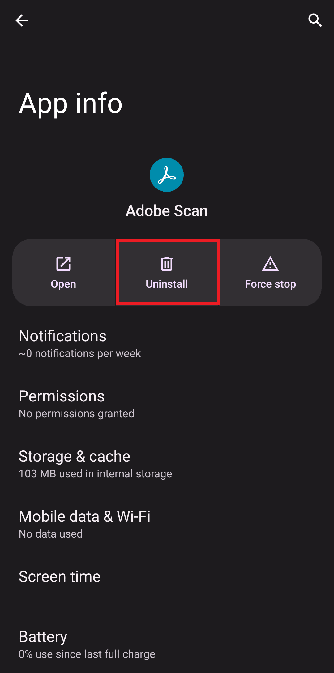 tap on app and choose uninstall