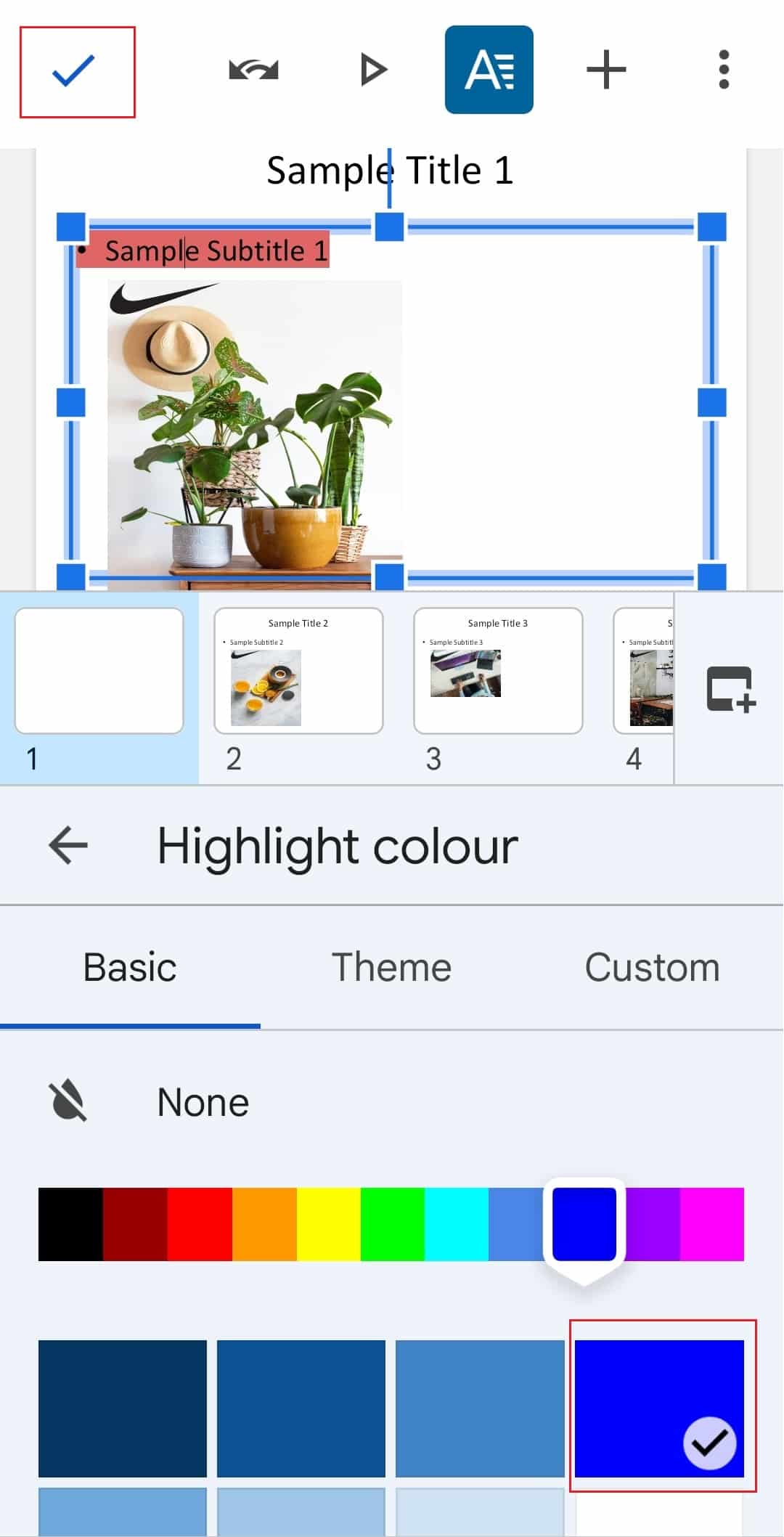 select a colour