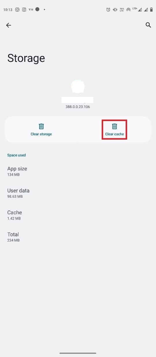 tap on clear cache