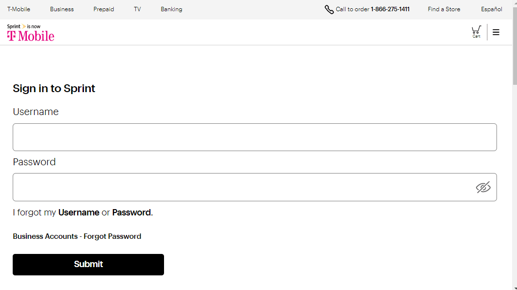 Open the Sprint website and create an account on the website
