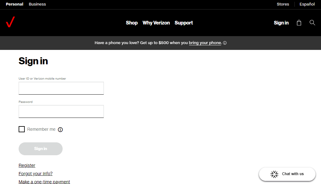 Open the My Verizon website and log in to your account | How to Get a Free Hulu Account