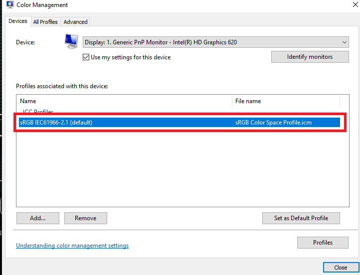 Select the ICC profile that you want to remove. How to Install ICC Profile on Windows 10
