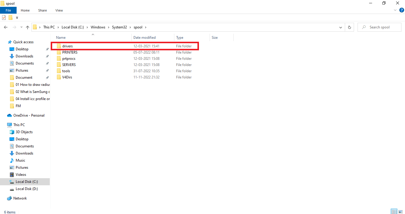 Click on the drivers folder. How to Install ICC Profile on Windows 10