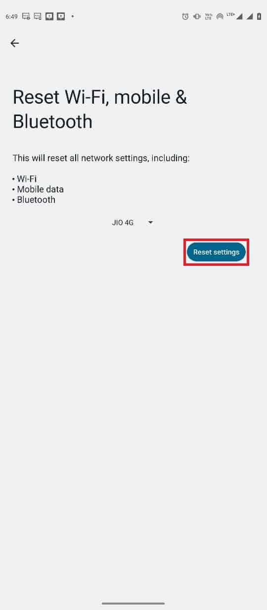 tap on Reset settings