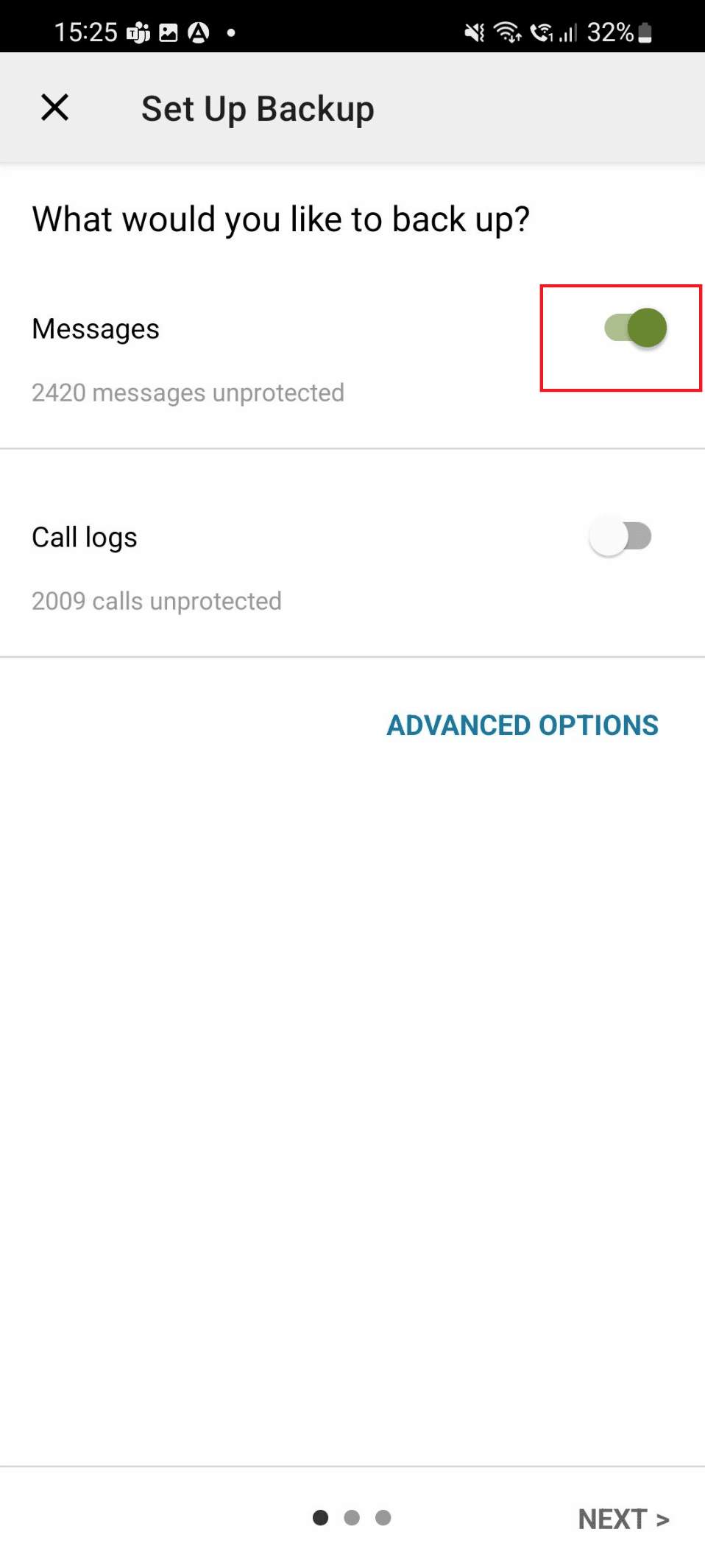 toggle on the Messages option to create its backup. How to Recover Deleted Text Messages on Android