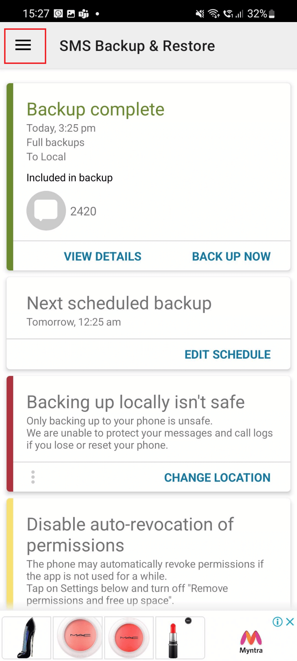 tap on the three-lined icon