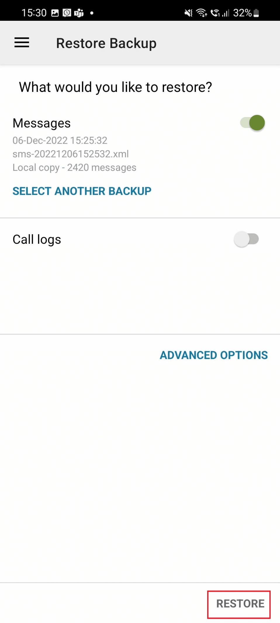 decide what you wish to retrieve and Tap on the RESTORE option. How to Recover Deleted Text Messages on Android