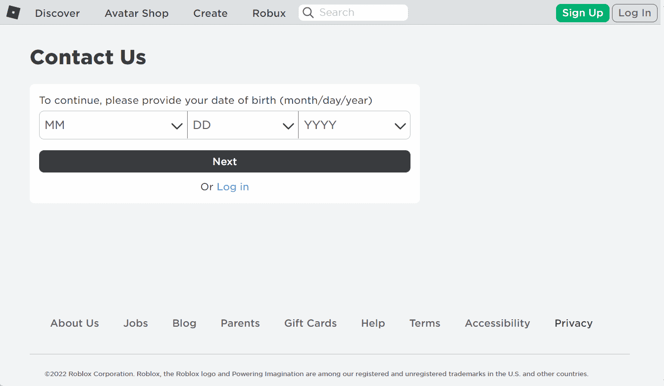 Roblox Support page | switch accounts on Roblox