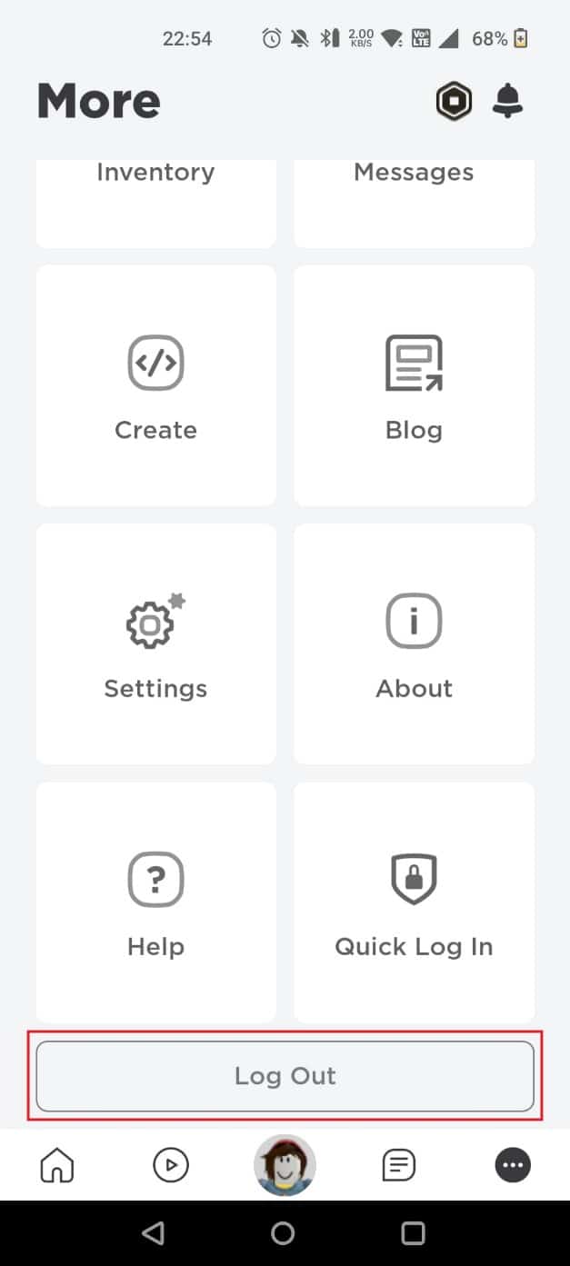 Tap on the circle with three dots and select Log Out