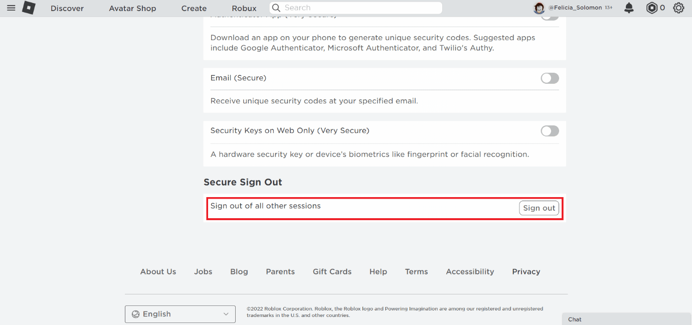 Scroll down and click on Sign out next to Sign out of all other sessions to log out of all other devices