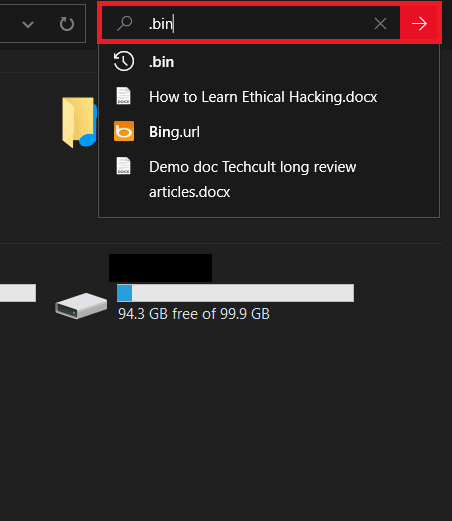 search for .bin in the search bar of this pc 
