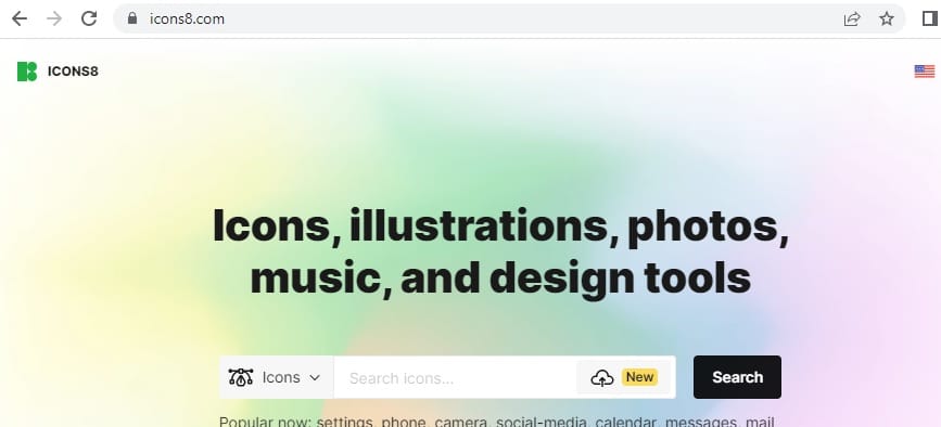 Navigate to the ICONS8 website