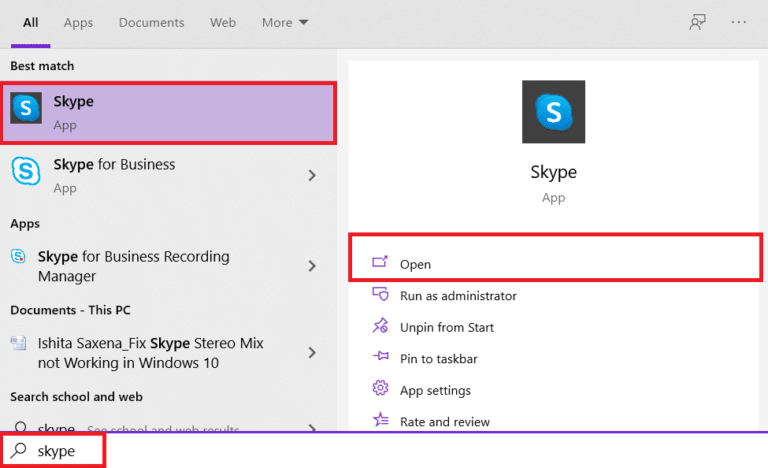 Launch Skype