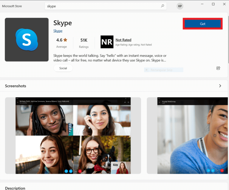 Search Skype and click on Get 