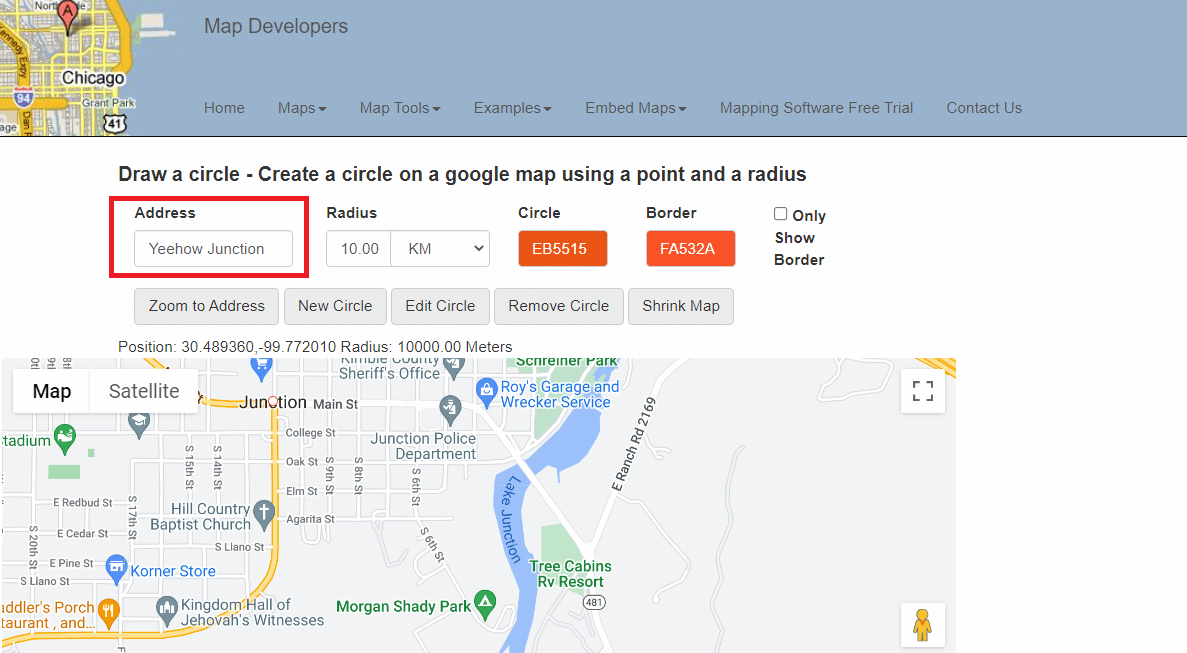 Type the address in the given space