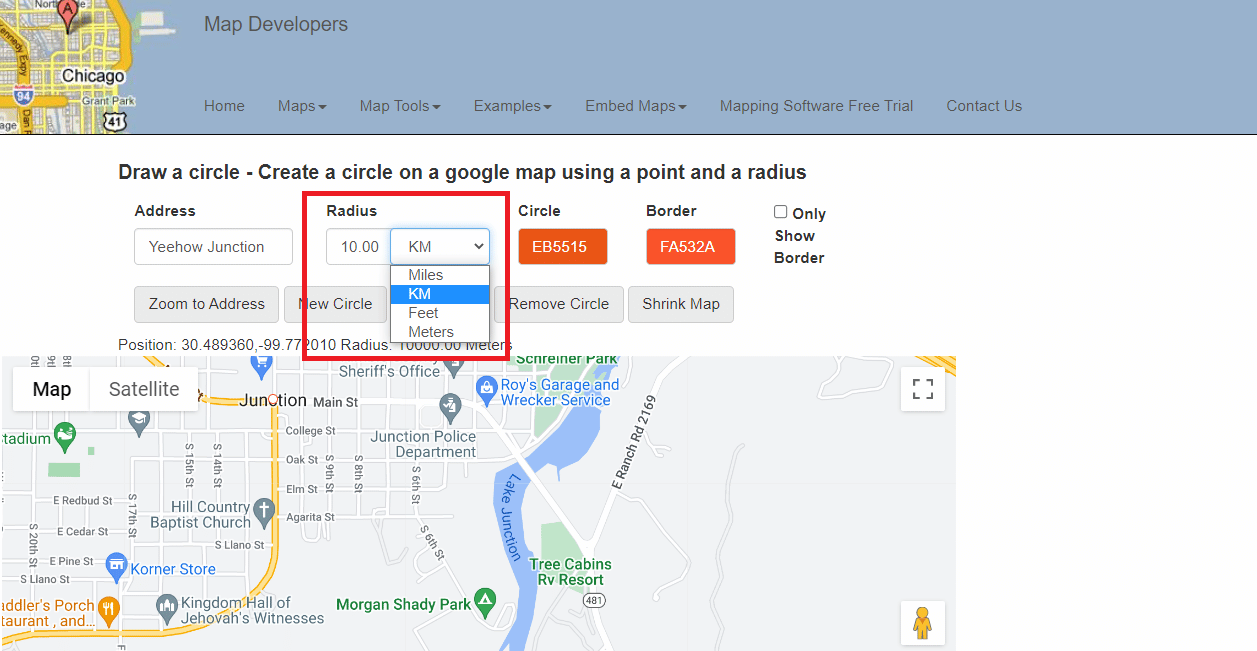 Select the radius distance measurement unit. How to Draw Radius on Google Maps App