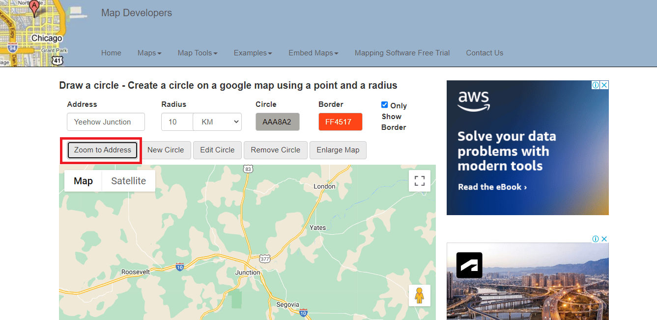 Click on Zoom to Address option. How to Draw Radius on Google Maps App