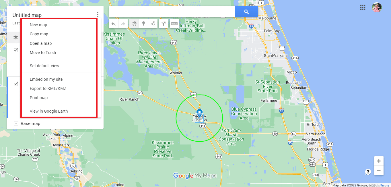 Export the map as required