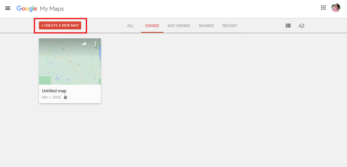 Click on + CREATE A NEW MAP option. How to Draw Radius on Google Maps App