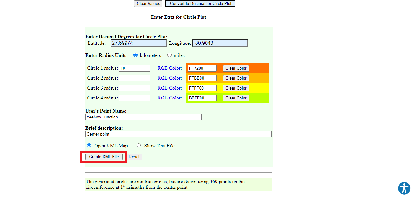 Click on Create KML File option. How to Draw Radius on Google Maps App