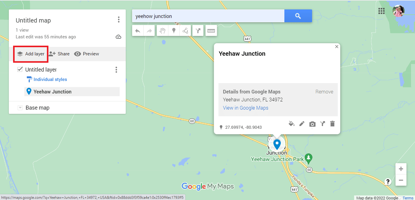 Go back to the Google map page