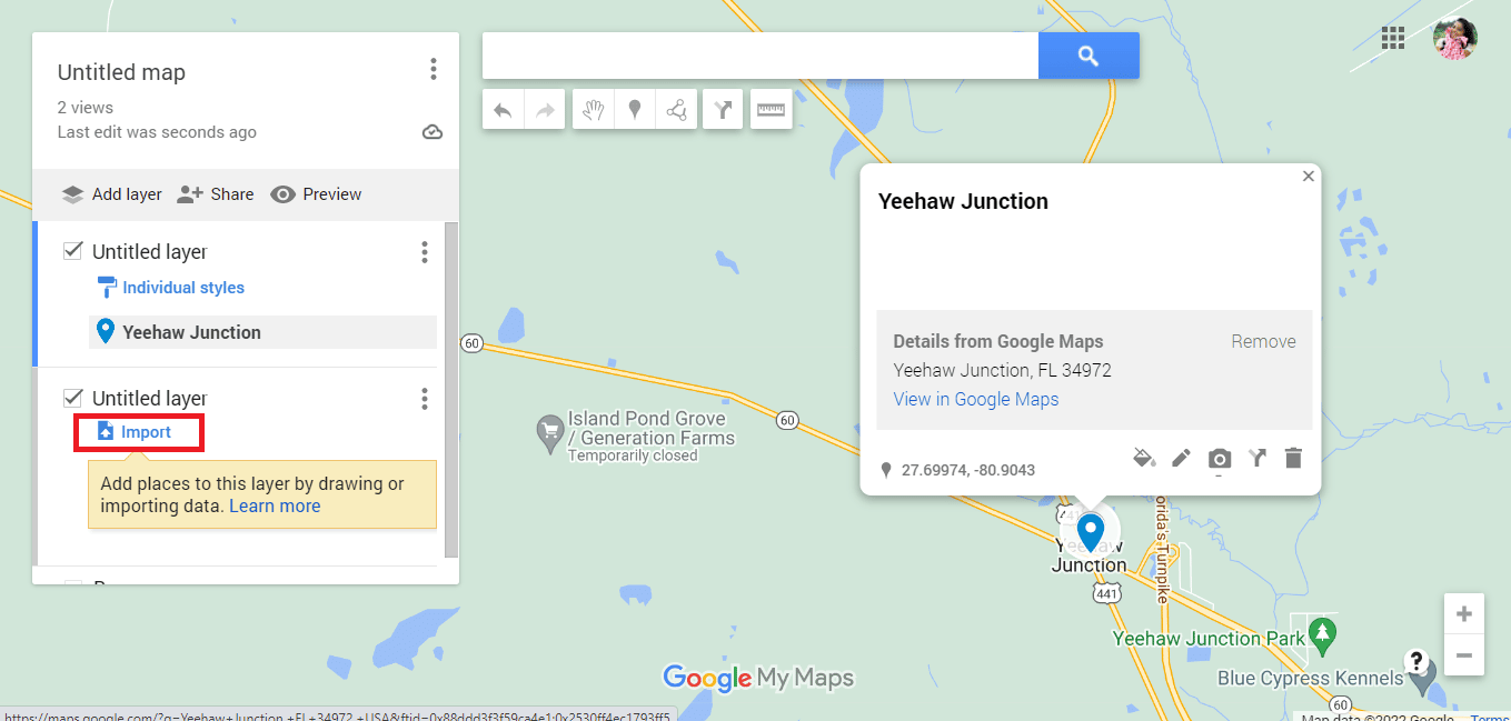 Click on Import option. How to Draw Radius on Google Maps App