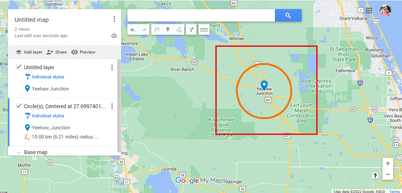 We have the radius of the mentioned address for the required distance