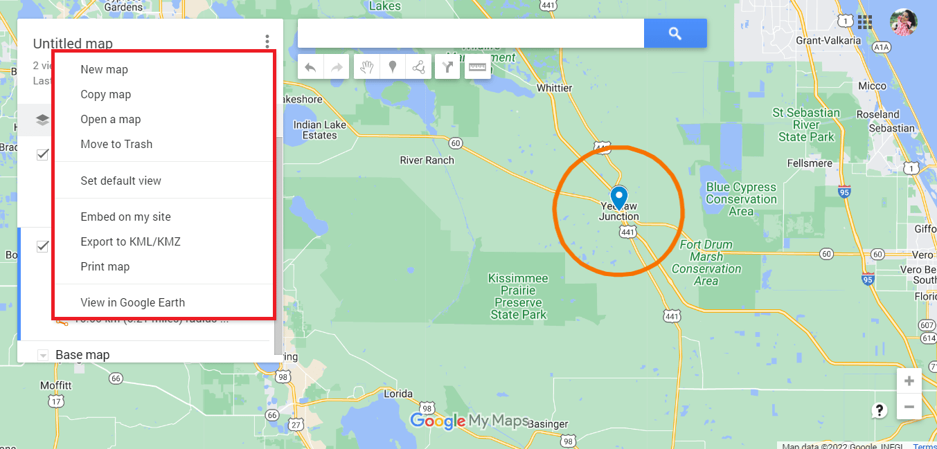 Export the map as required