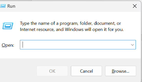 Run dialog box