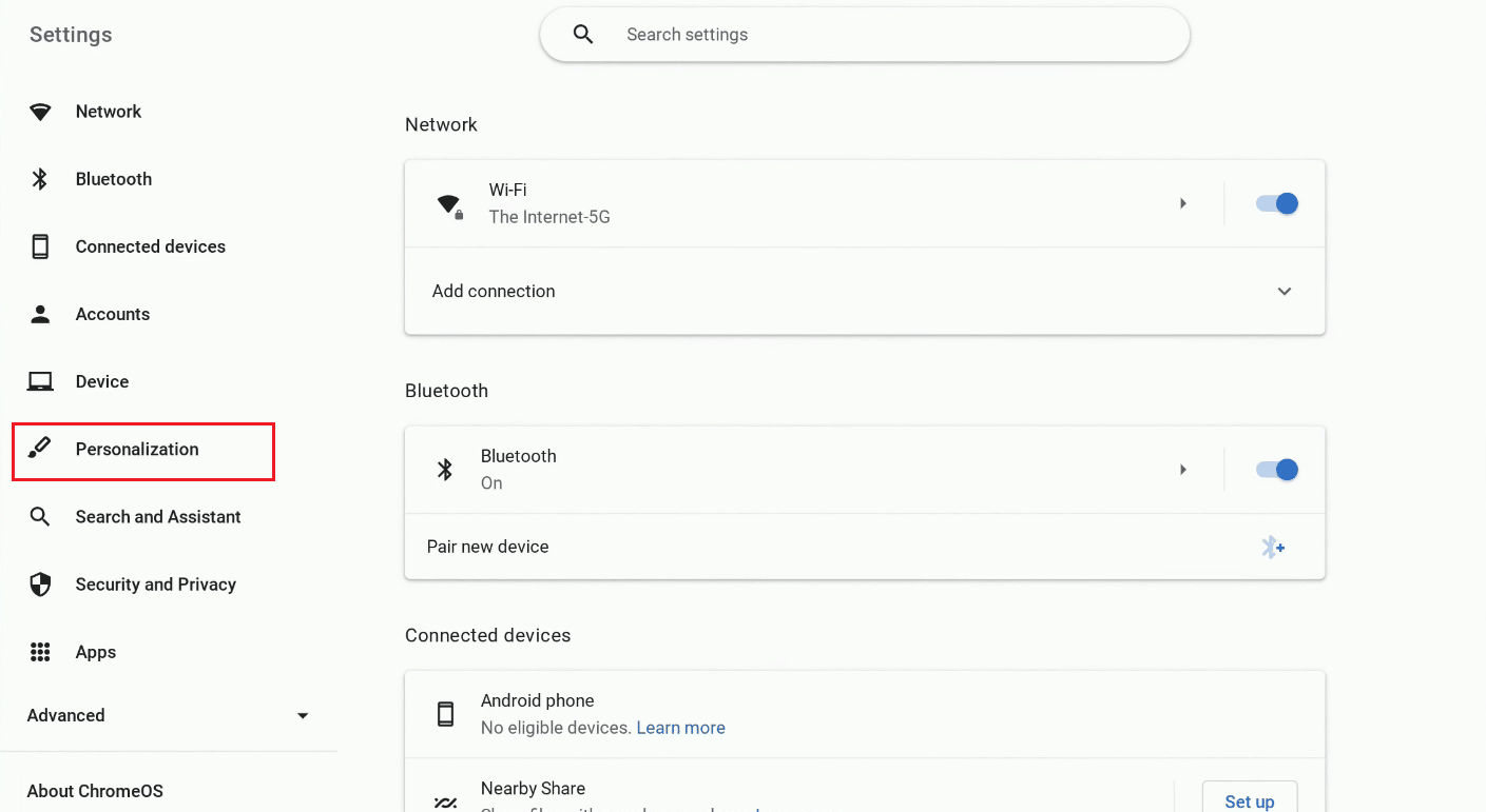 click on Personalization from the left pane