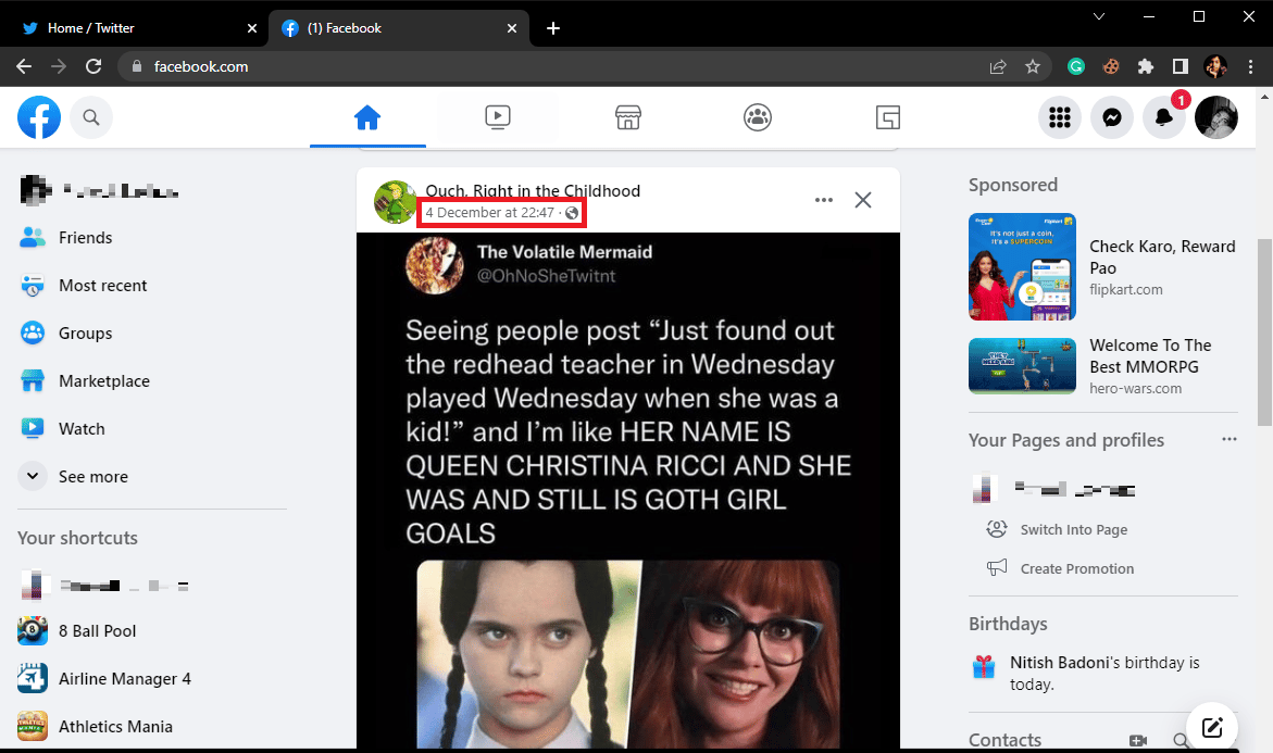 click on the time and date of the post to open the individual post. How to Share Twitter Post on Facebook