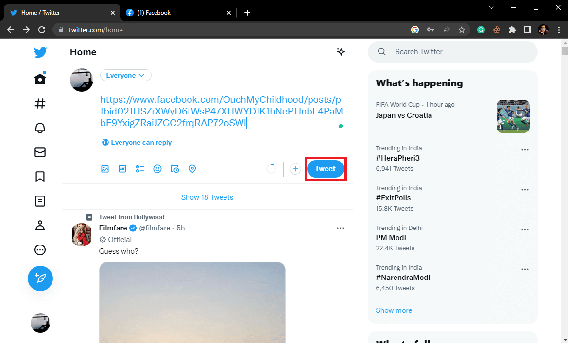 click on Tweet to share the post on your Twitter timeline