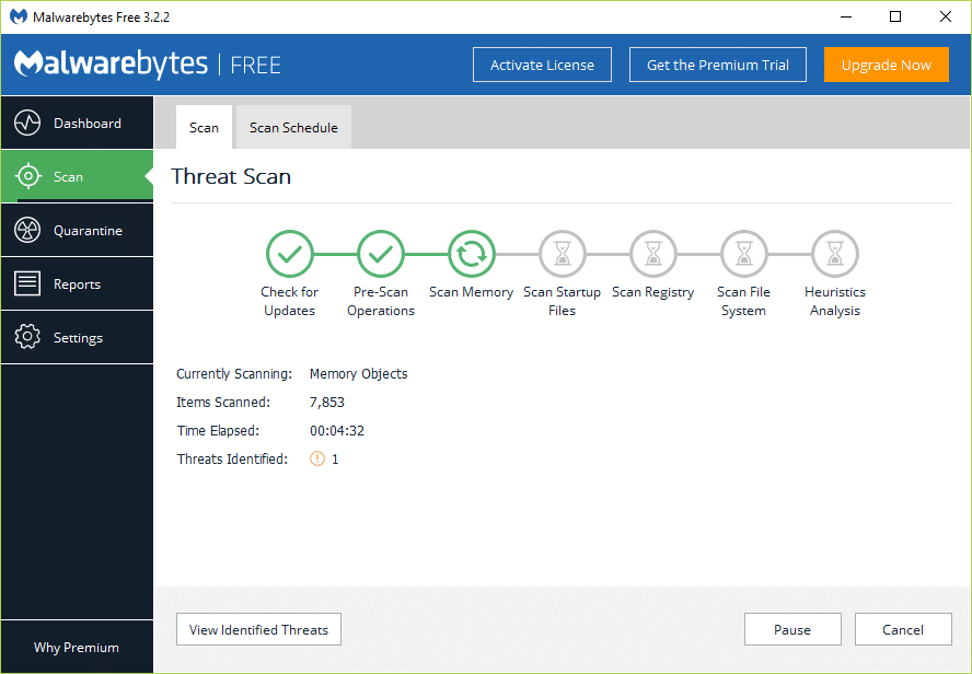 Pay attention to the Threat Scan screen while Malwarebytes Anti-Malware scans your PC
