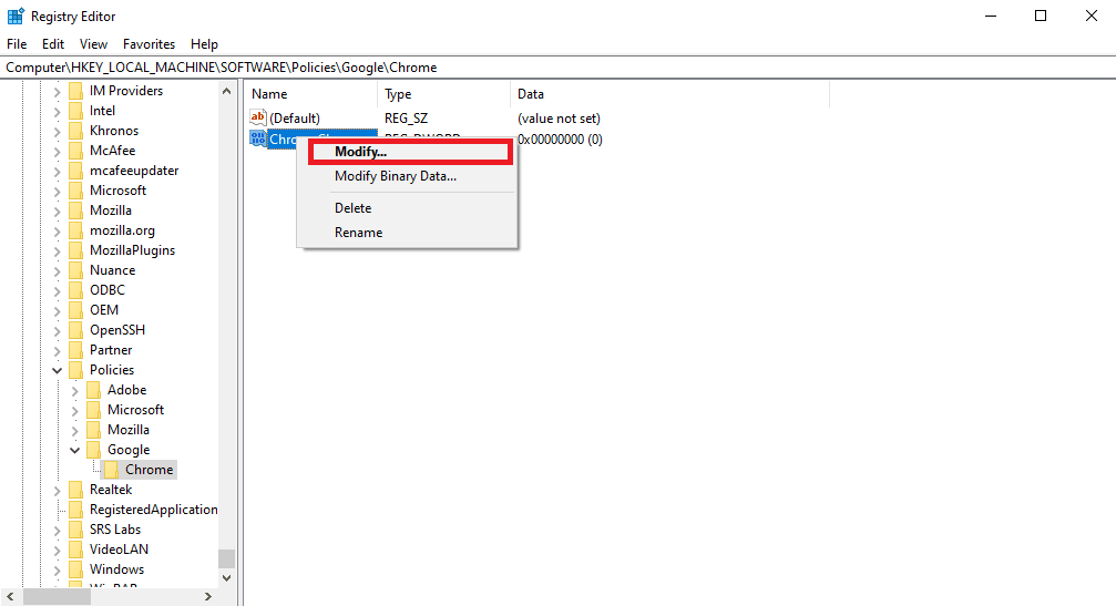 Right click on the new key and click on Modify. 12 Ways to Fix Google Chrome High CPU and Memory Usage on PC