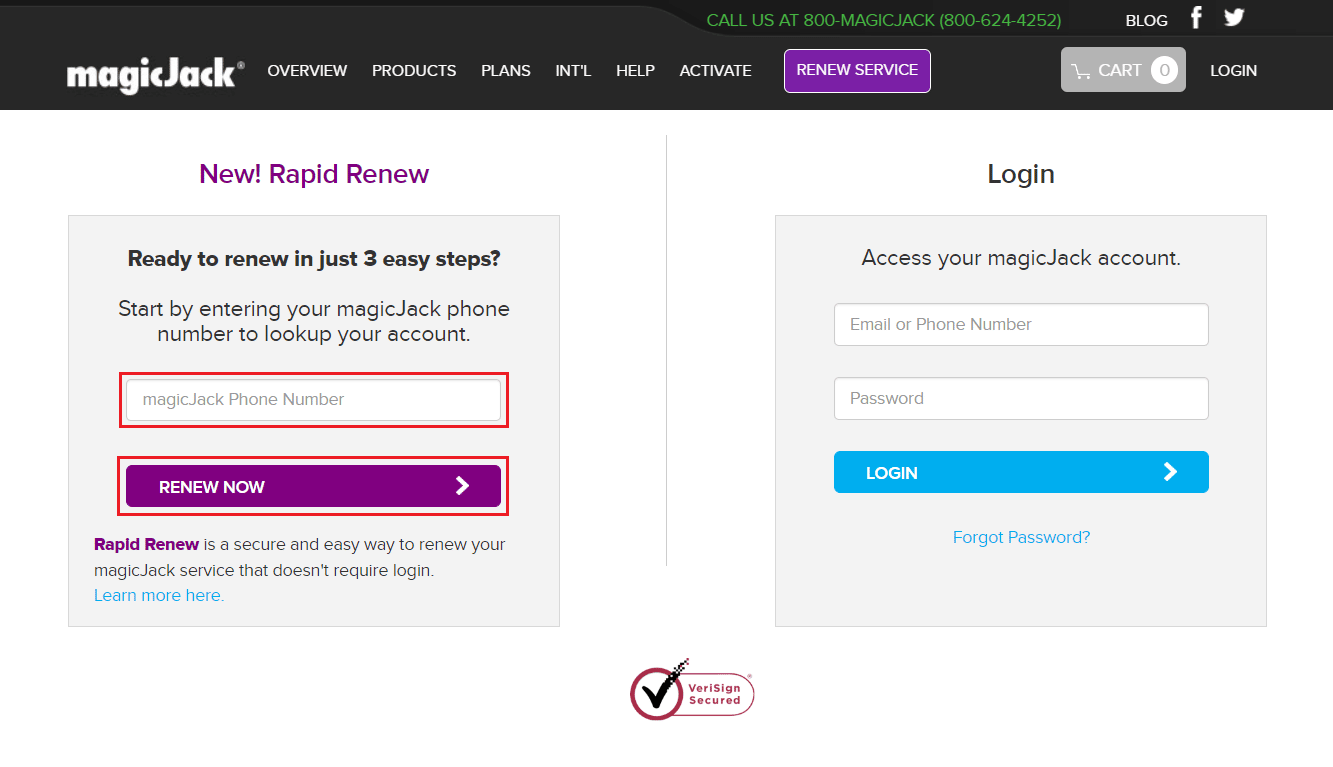 Enter your magicJack phone number and click on RENEW NOW