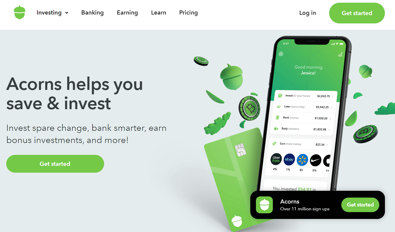 Acorns website