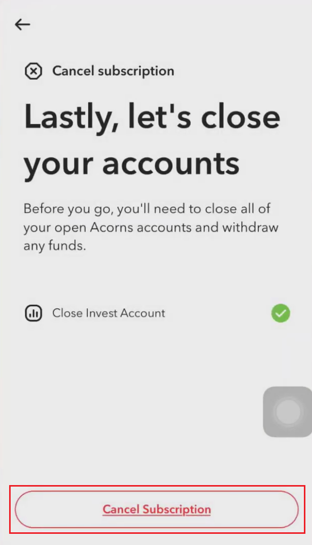 tap on Cancel Subscription to complete the process