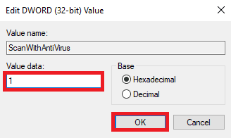 Set the value to 1, and click OK 