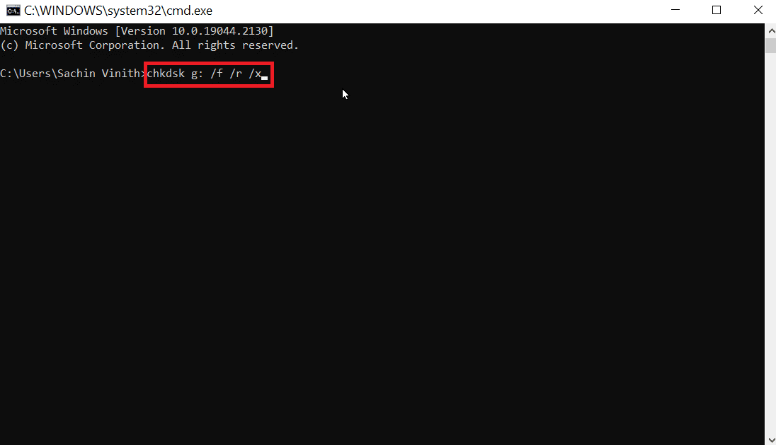 enter chkdsk command