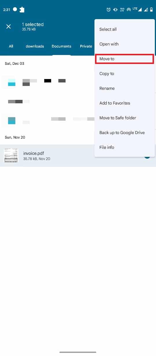 tap on the Move to option 