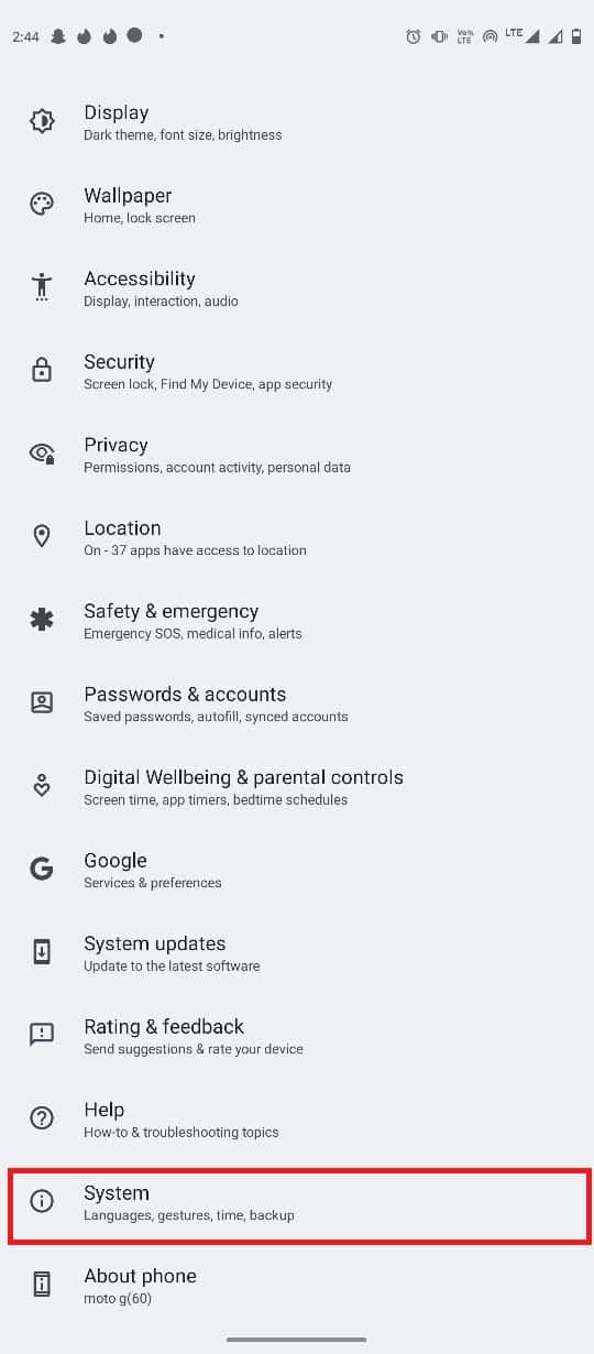 Locate and tap on System 