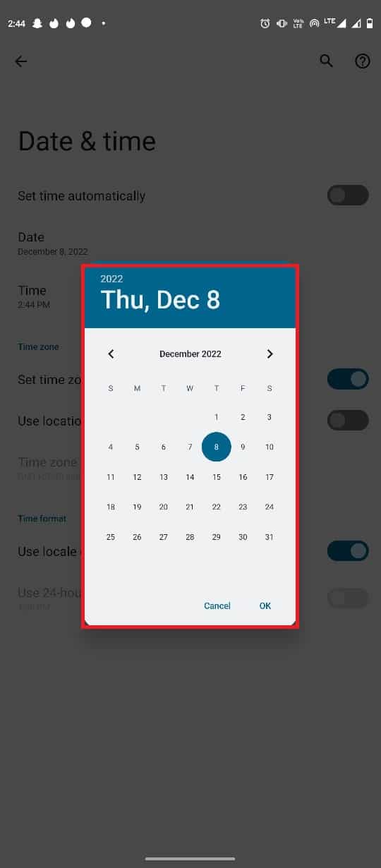 Tap on Date, and then select the correct date from the calendar 