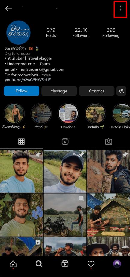 Click on the three dot icon next to their username. | How to Track an Instagram Account Location