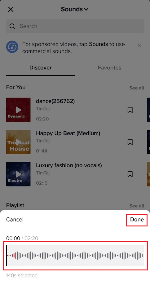 Adjust the slider to trim the sound and tap on Done | How to Trim Sound on TikTok