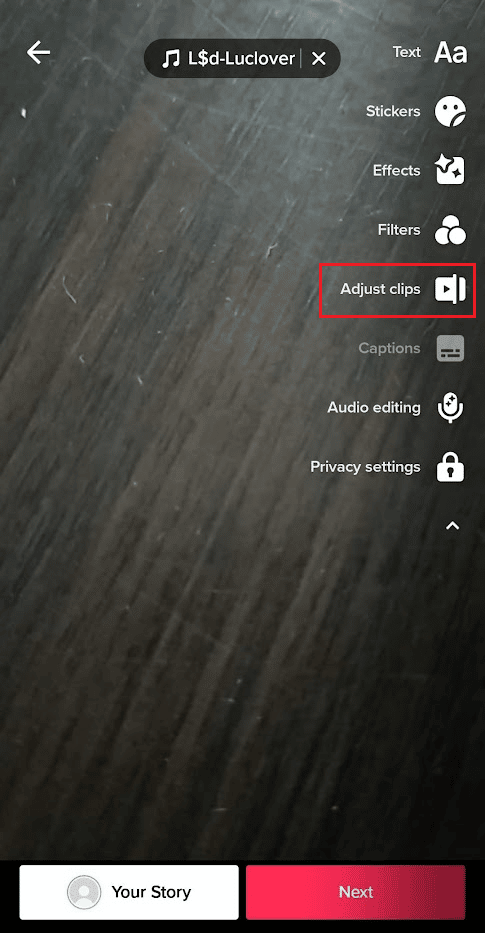 tap on the Adjust clips option | How to Trim Sound on TikTok