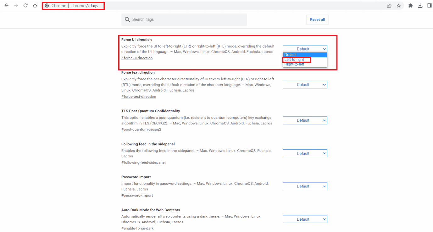 Click on the Force UI direction and you will see the option of Left-to-right | flip text in Word