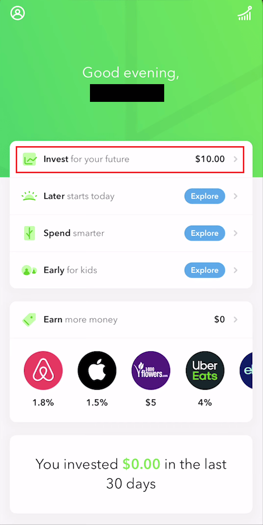 Tap on Invest | What is Transferring Cash in Acorns?
